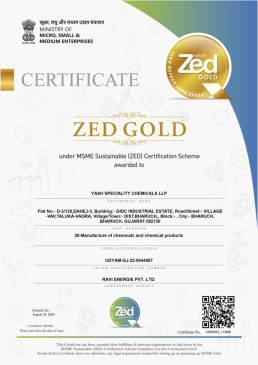 YASH Zed Gold Certificate